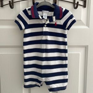 Ralph Lauren size 9 months boys navy & white striped romper